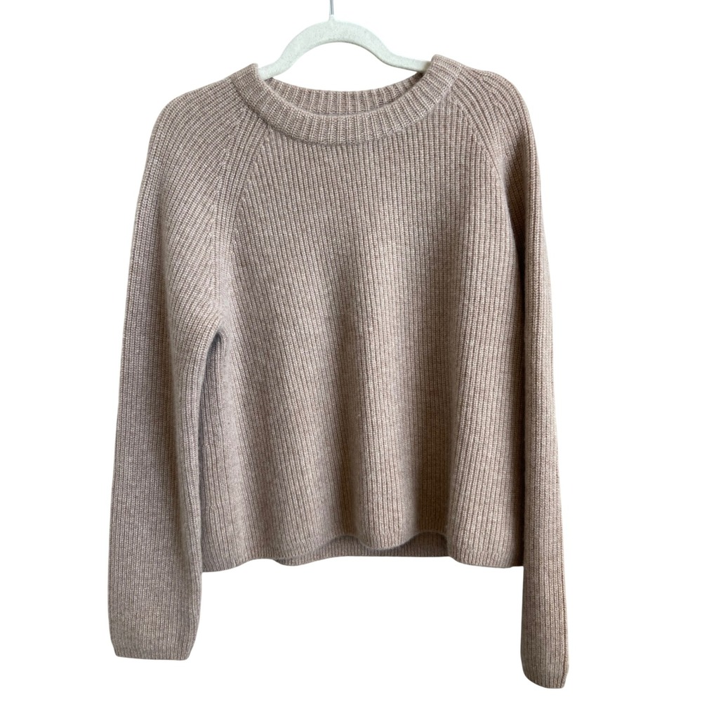 Quince Mongolian Cashmere 2.0 Fisherman Crewneck Sweater Oatmeal L